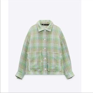 ZARA textured oversized plaid jacket